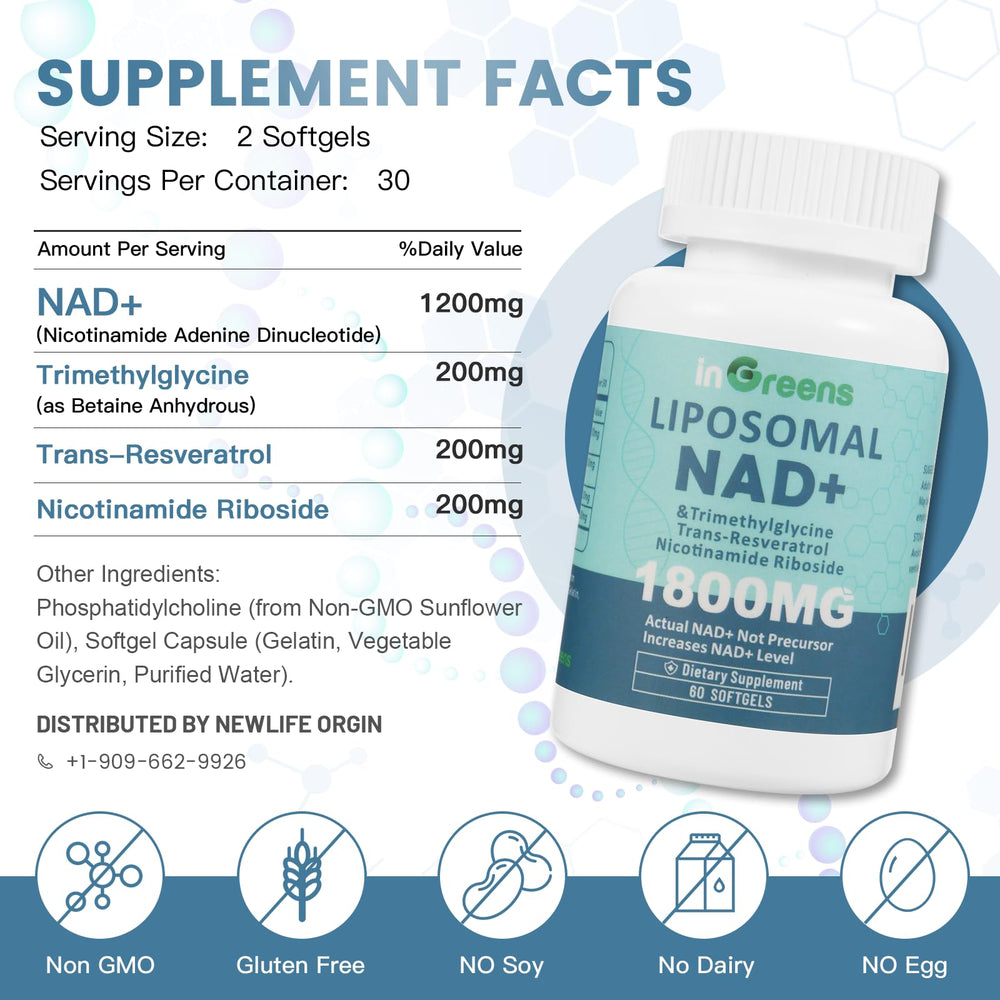 inGreens Liposomal NAD+ softgels arranged for easy daily supplementation