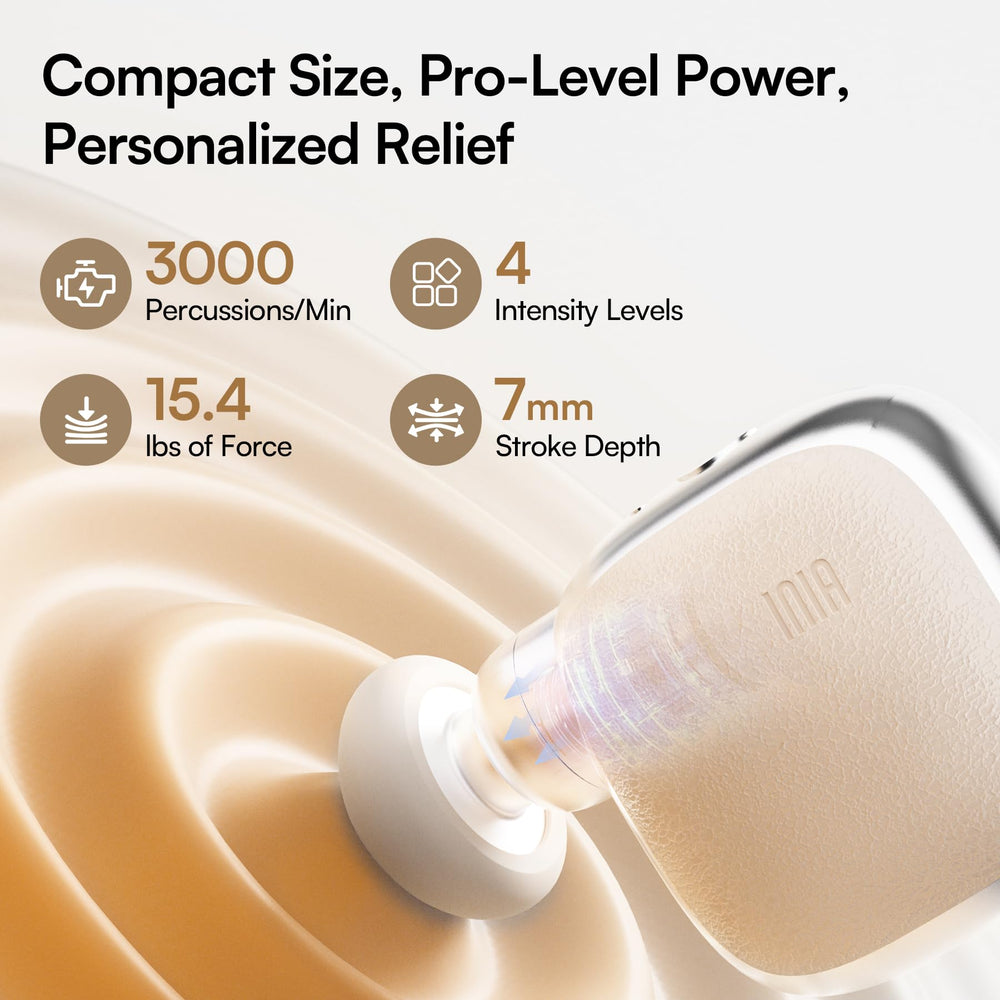 INIA PocketForce Mini Bullet Head eases trigger points on feet and palms.