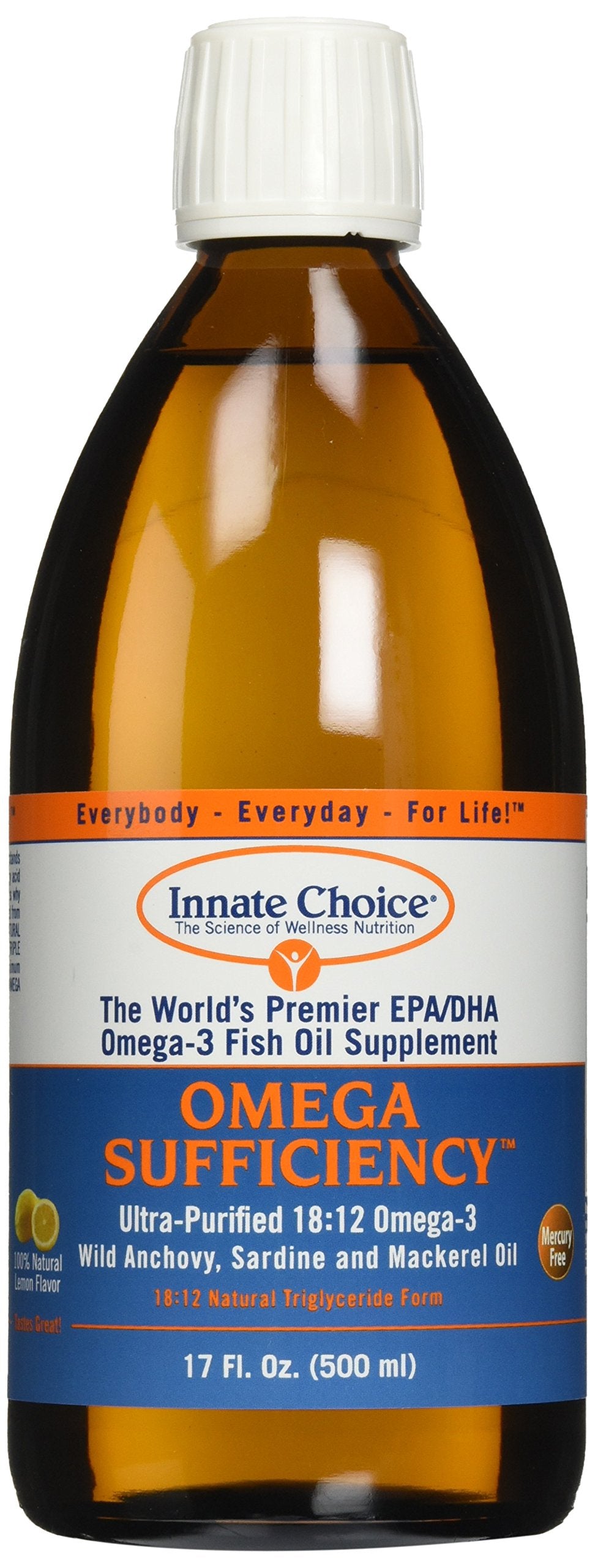 Innate Choice Omega Sufficiency Lemon bottle viewed in a sunlit kitchen for daily use