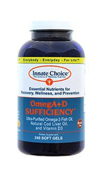 Innate Choice Omega-AD lemon bottle with 240 capsules for easy daily omega-3 intake.