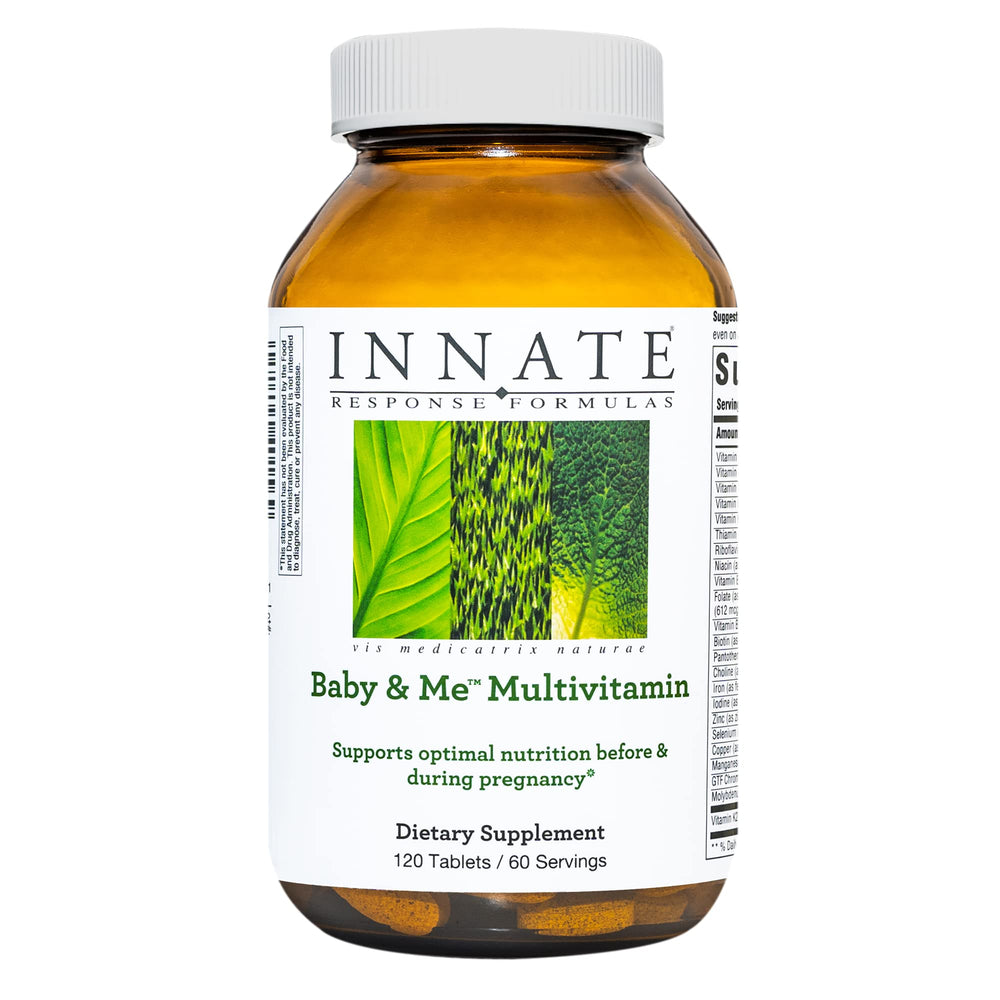 Innate Response Baby & Me Multivitamin bottle front for prenatal and postnatal support.