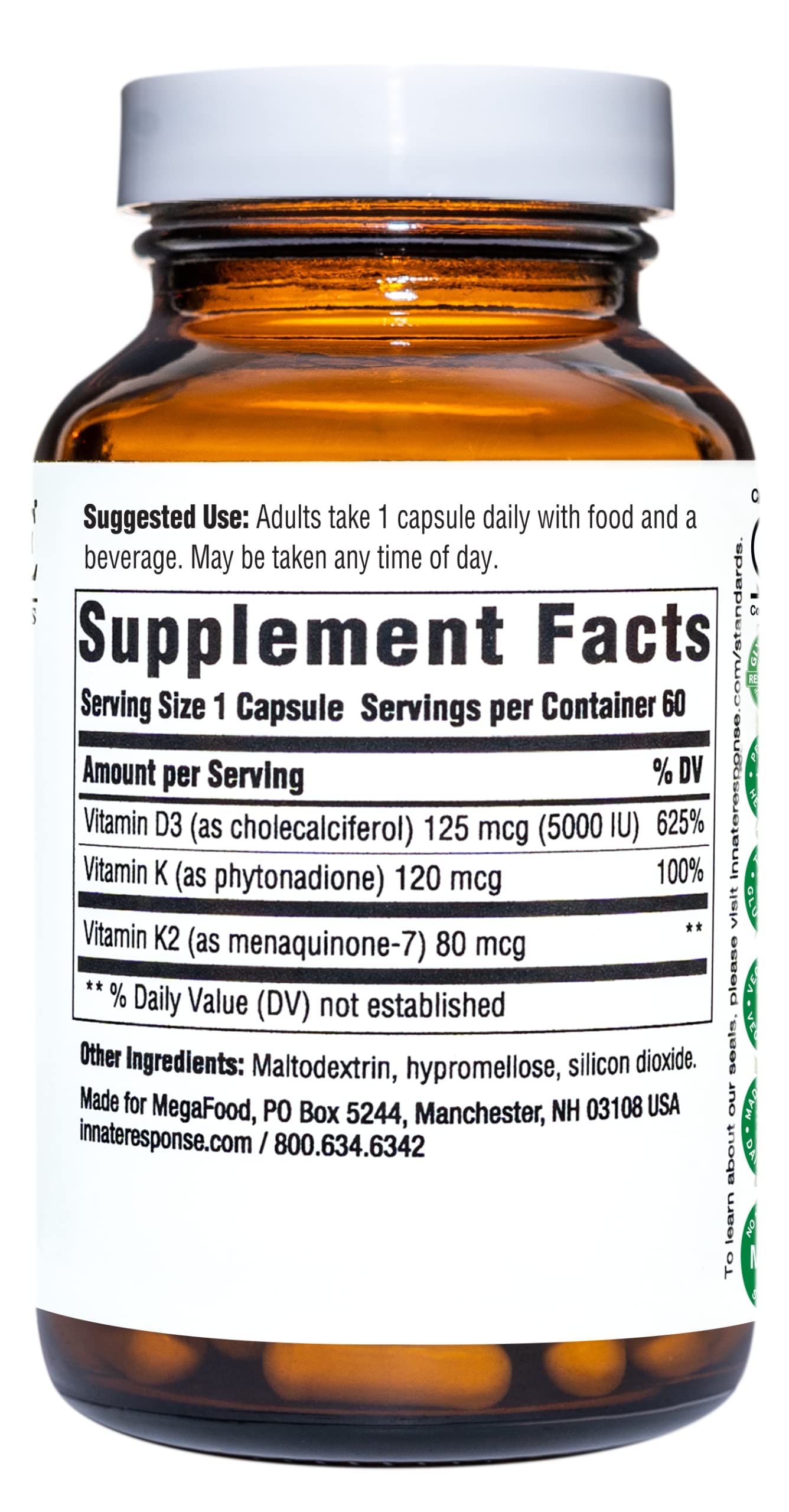 Innate Response Formulas Vitamin D3 5000 IU capsules close-up for daily immune support