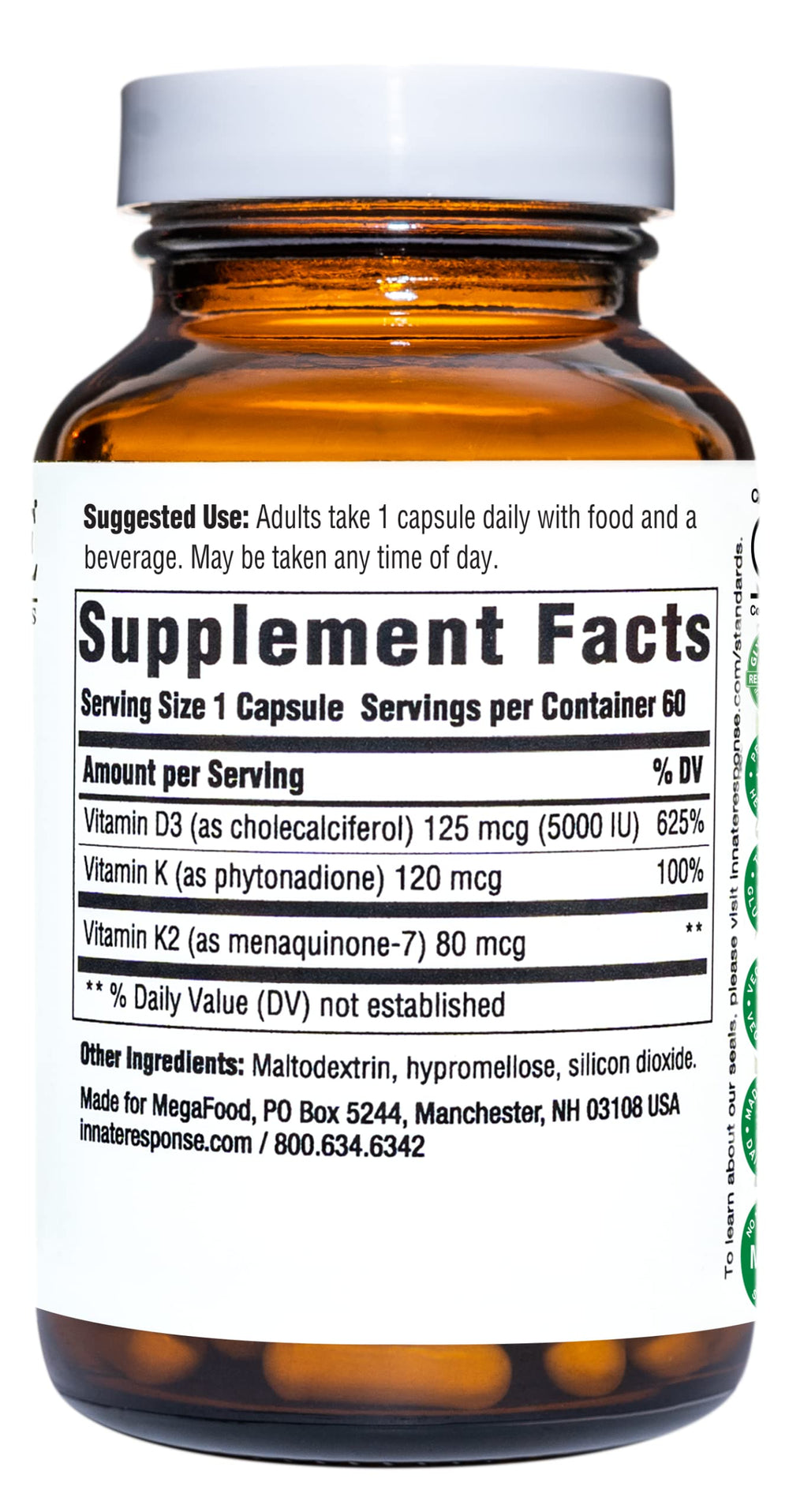 Innate Response Formulas Vitamin D3 5000 IU capsules close-up for daily immune support