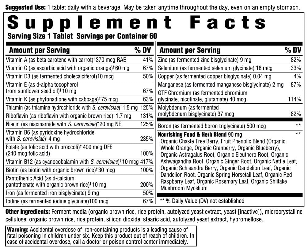 Innate Response Formulas Women's One Daily bottle side highlights ingredients for wellbeing.