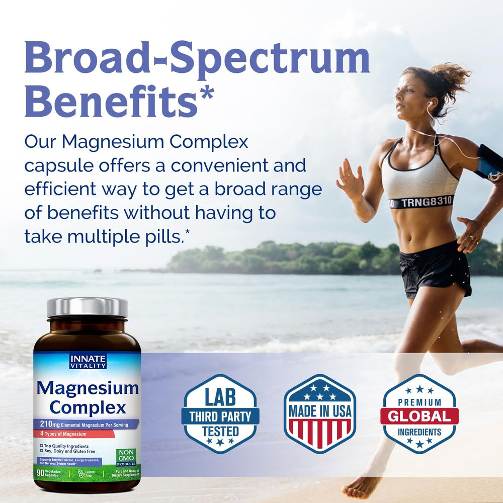 Innate Vitality nutrition panel highlights 210 mg elemental magnesium per serving
