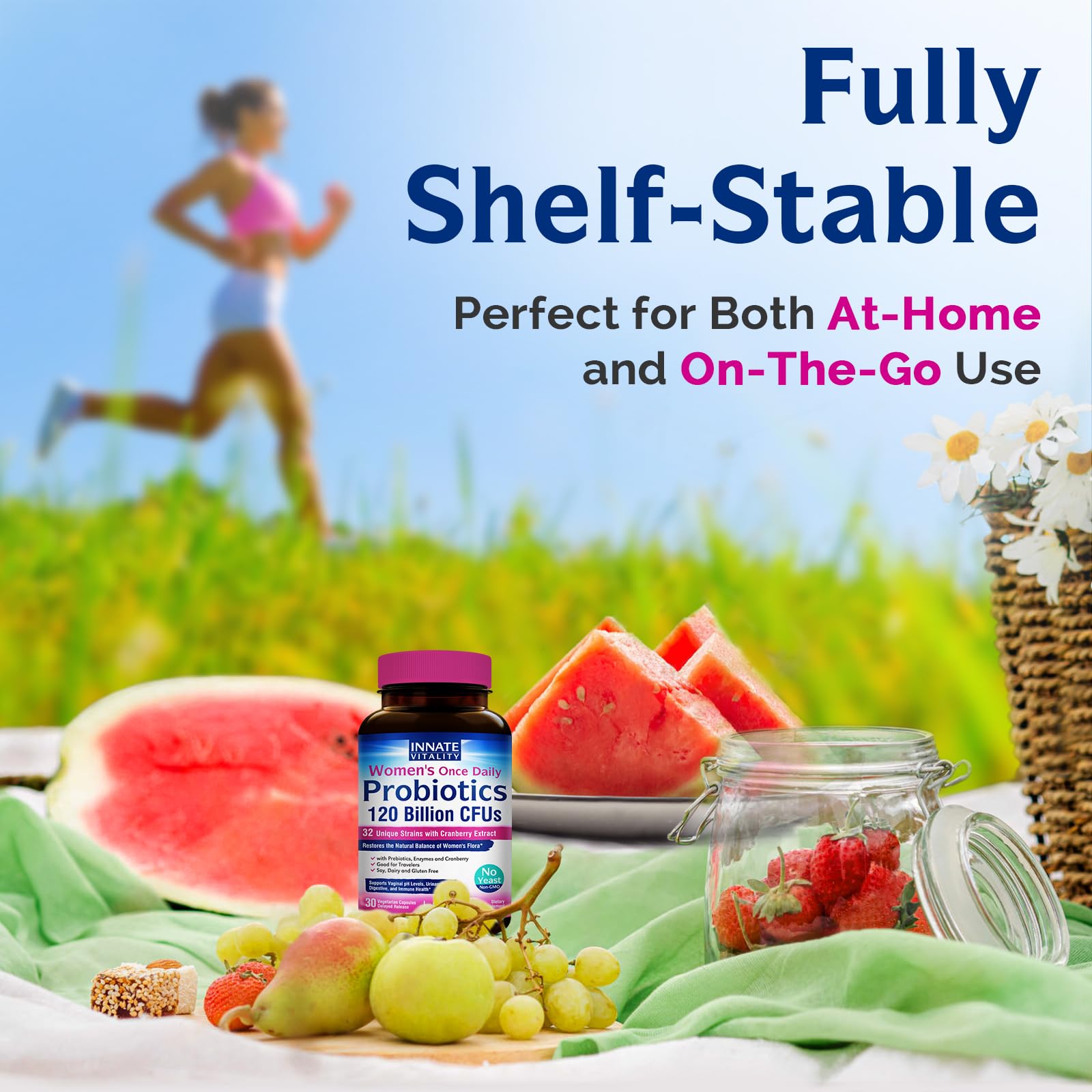 Innate Vitality bottle closeup showing capsule texture and quality.