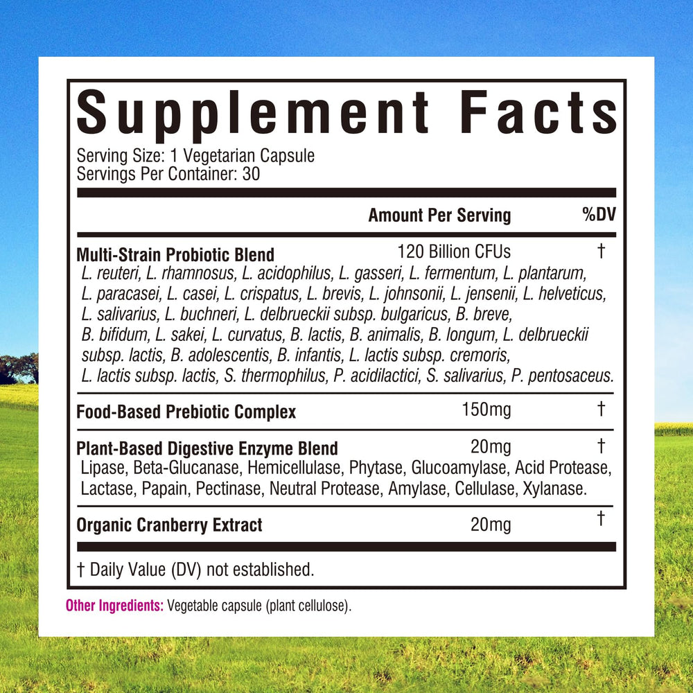 Innate Vitality probiotics capsules shown for targeted vaginal and digestive support.