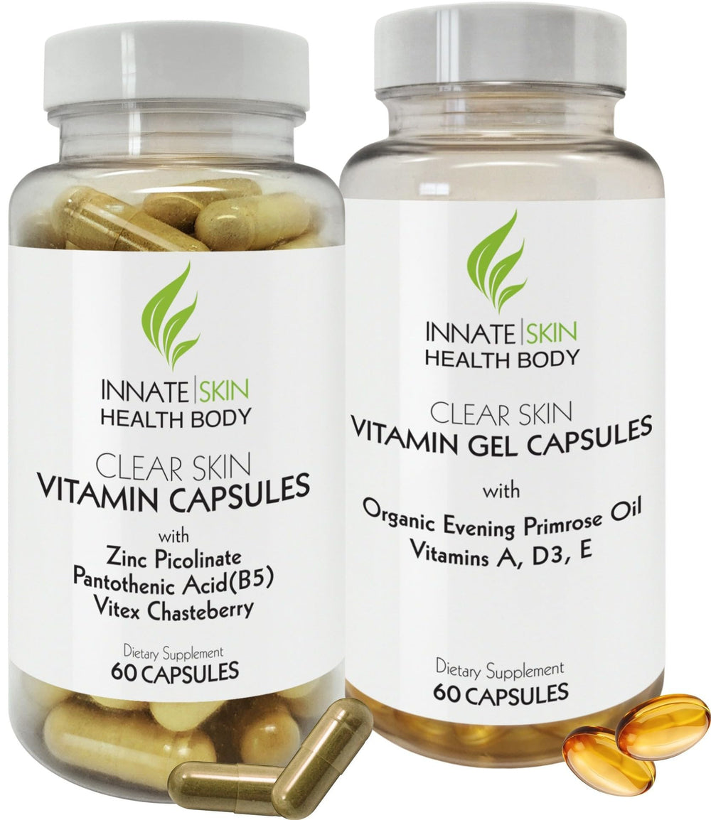 Innate Skin Clear Skin Acne Vitamin System bottle ready for daily hormonal-support routine.