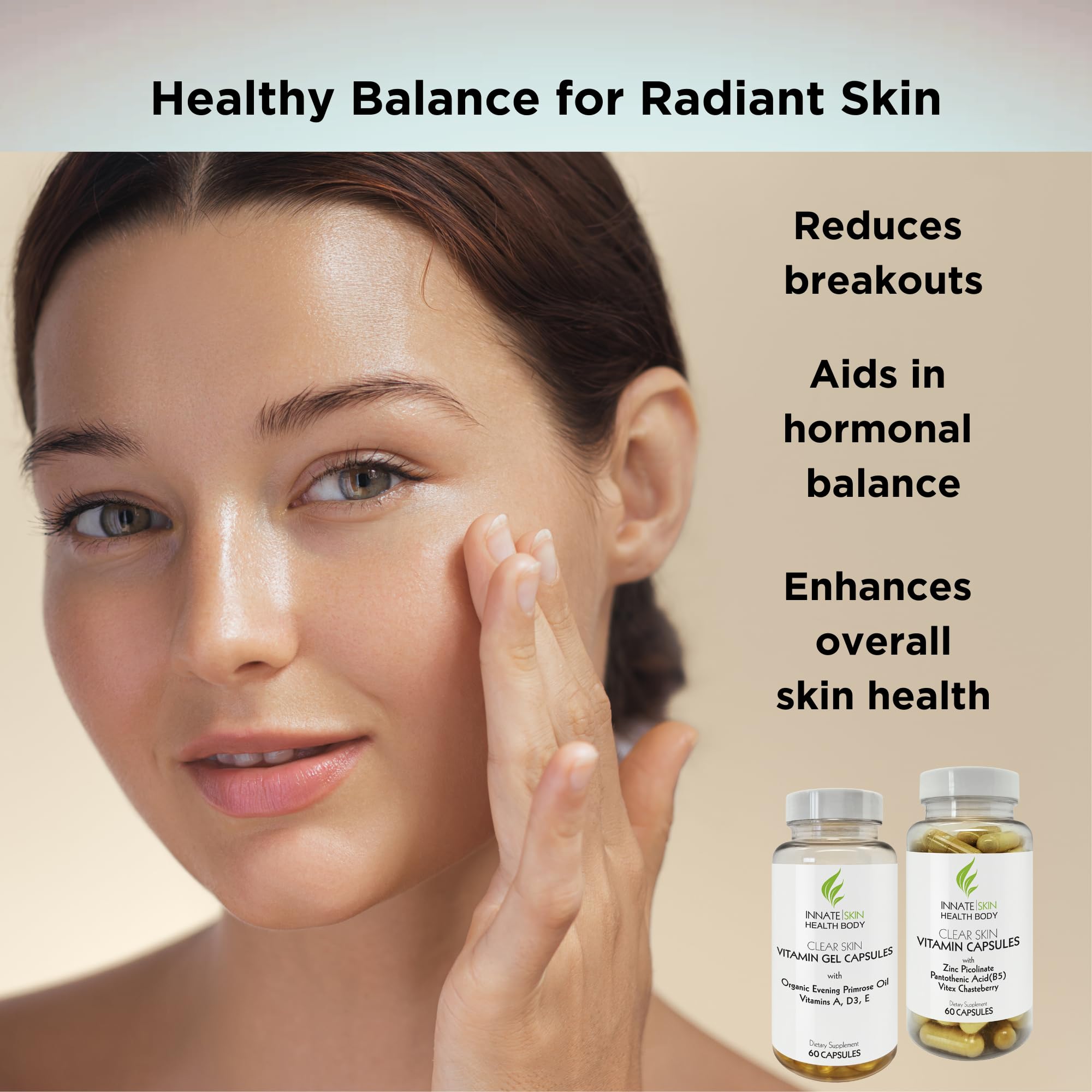Innate Skin top-view capsules arranged neatly for consistent daily intake.