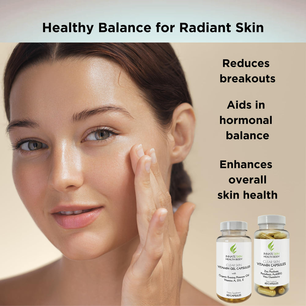 Innate Skin top-view capsules arranged neatly for consistent daily intake.