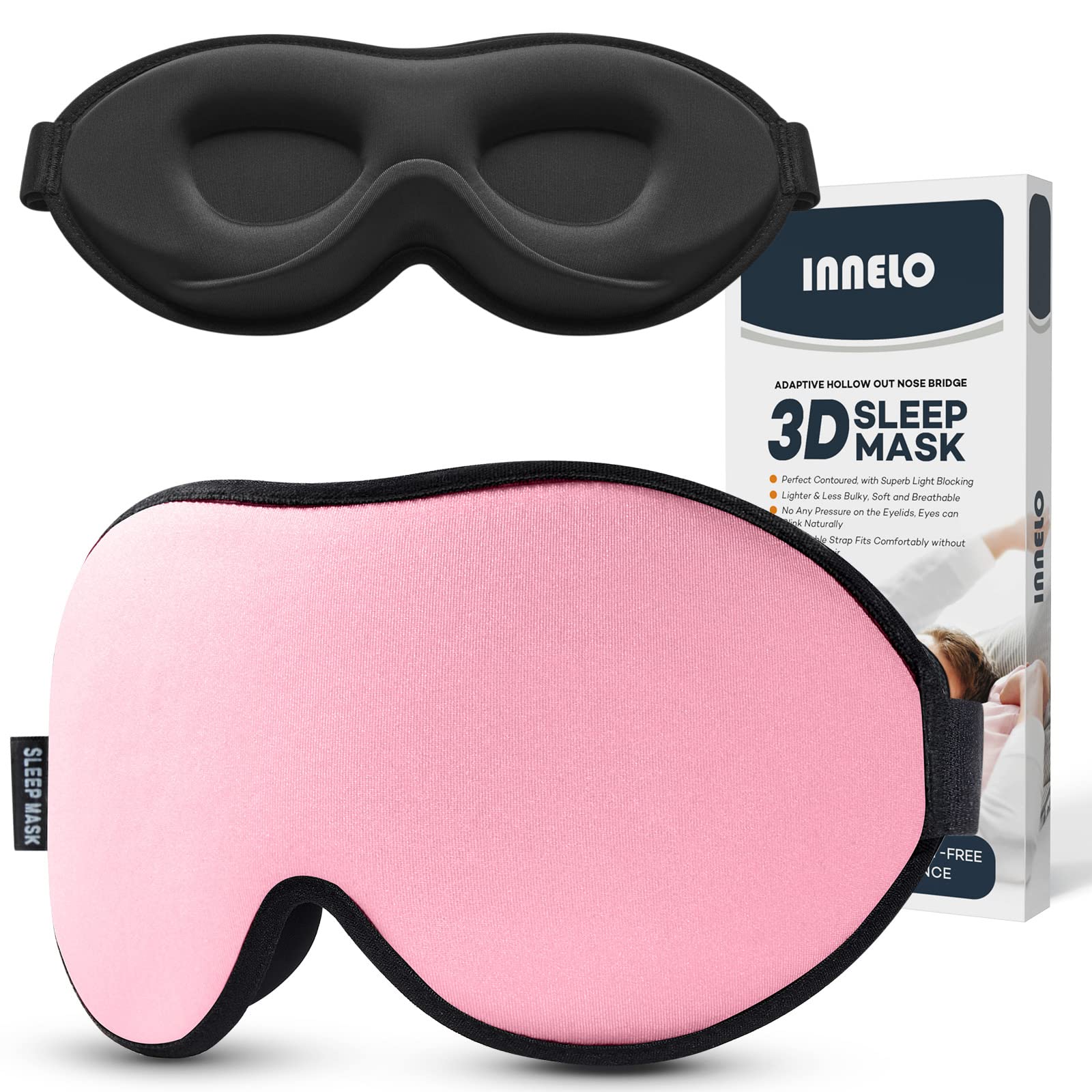 Innelo 3D Contoured Sleep Mask for side sleepers with no eye pressure.