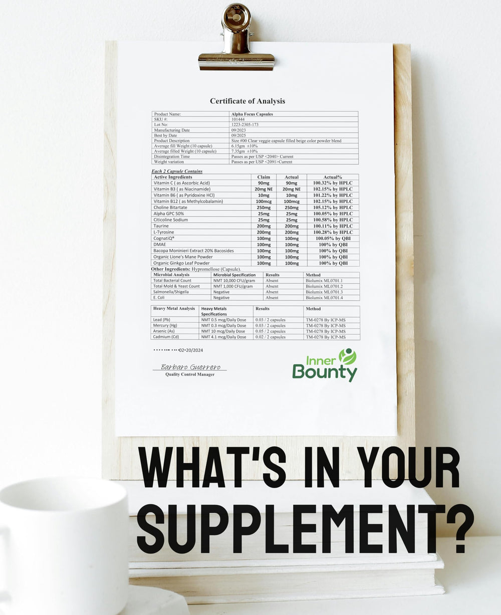 Packaging display of Inner Bounty Focus on a shelf