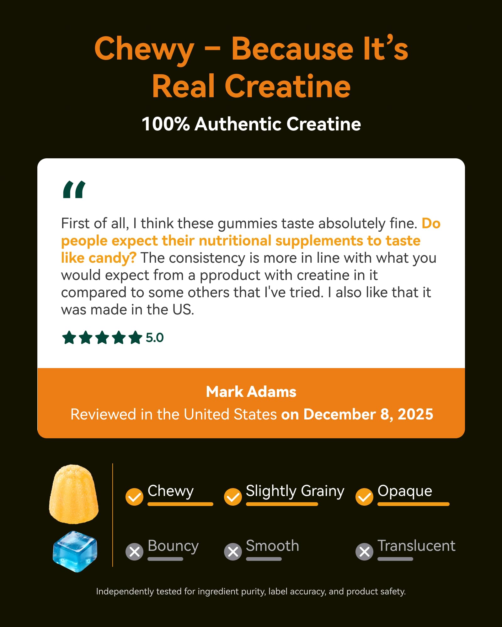 Inner Brightness Creatine Gummies mango passionfruit flavor for on-the-go energy.
