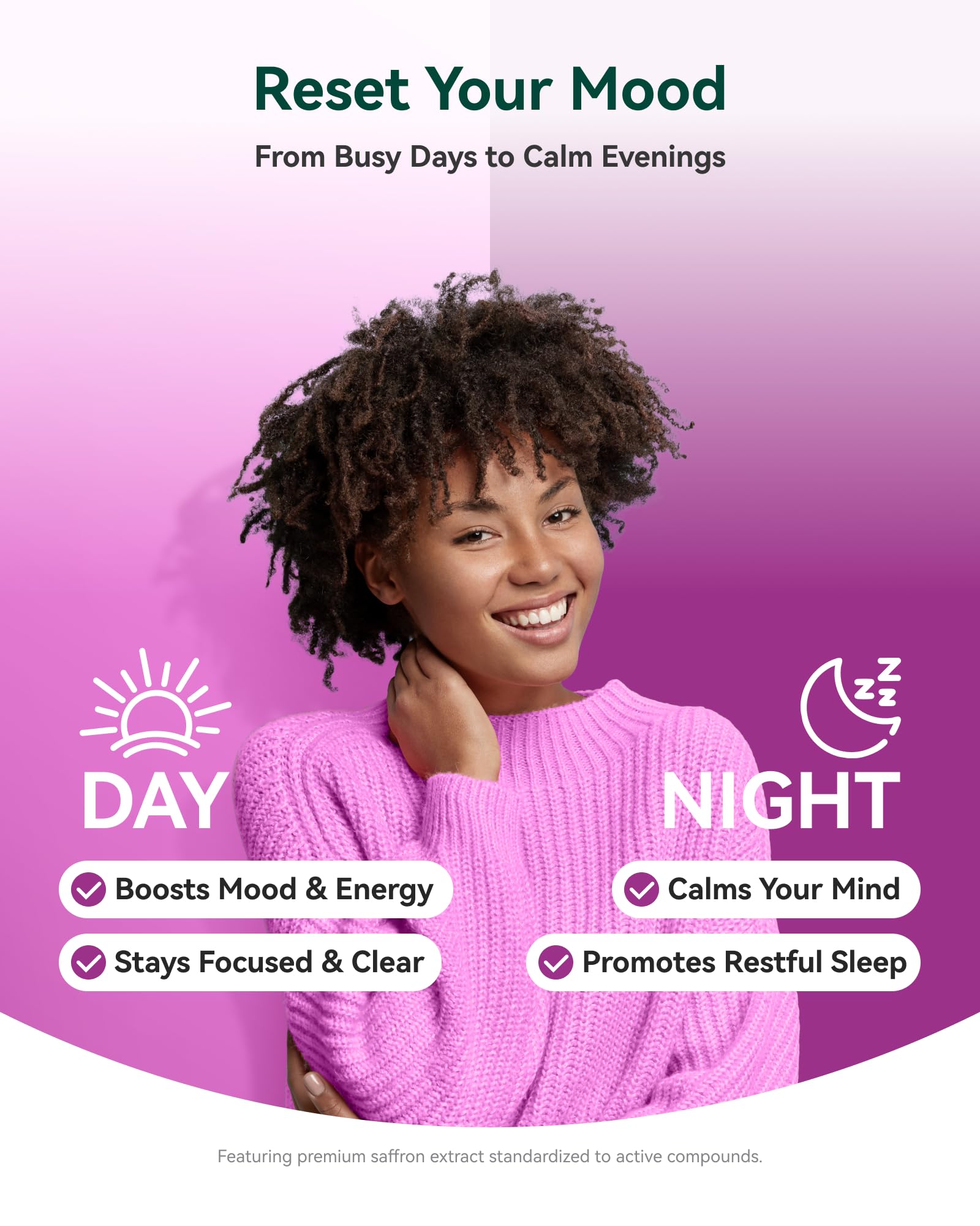 Inner Brightness Happy Saffron Max capsules ready to take with meals for steady energy.