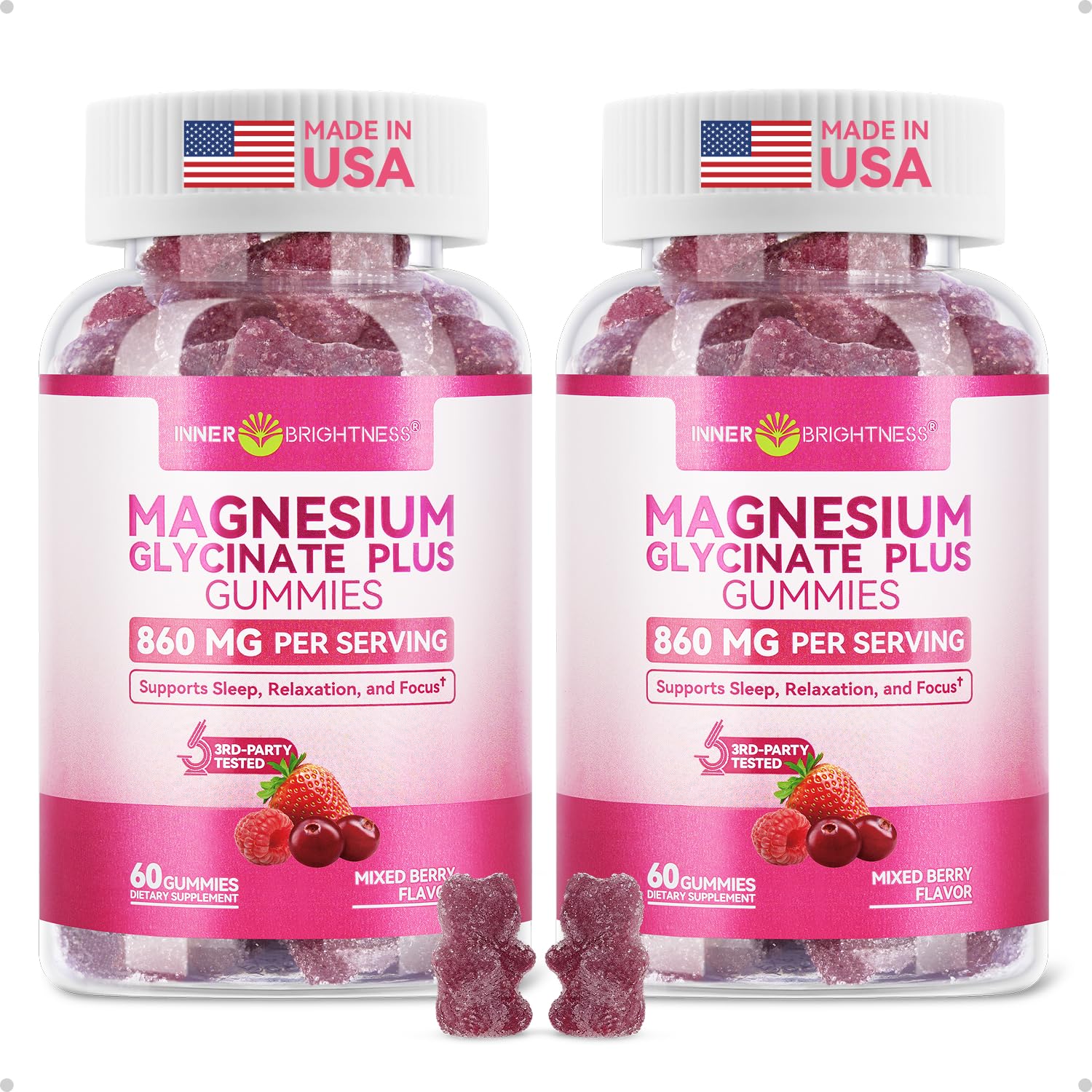 Inner Brightness Magnesium Glycinate Plus Gummies bottle for easy daily intake and sleep support