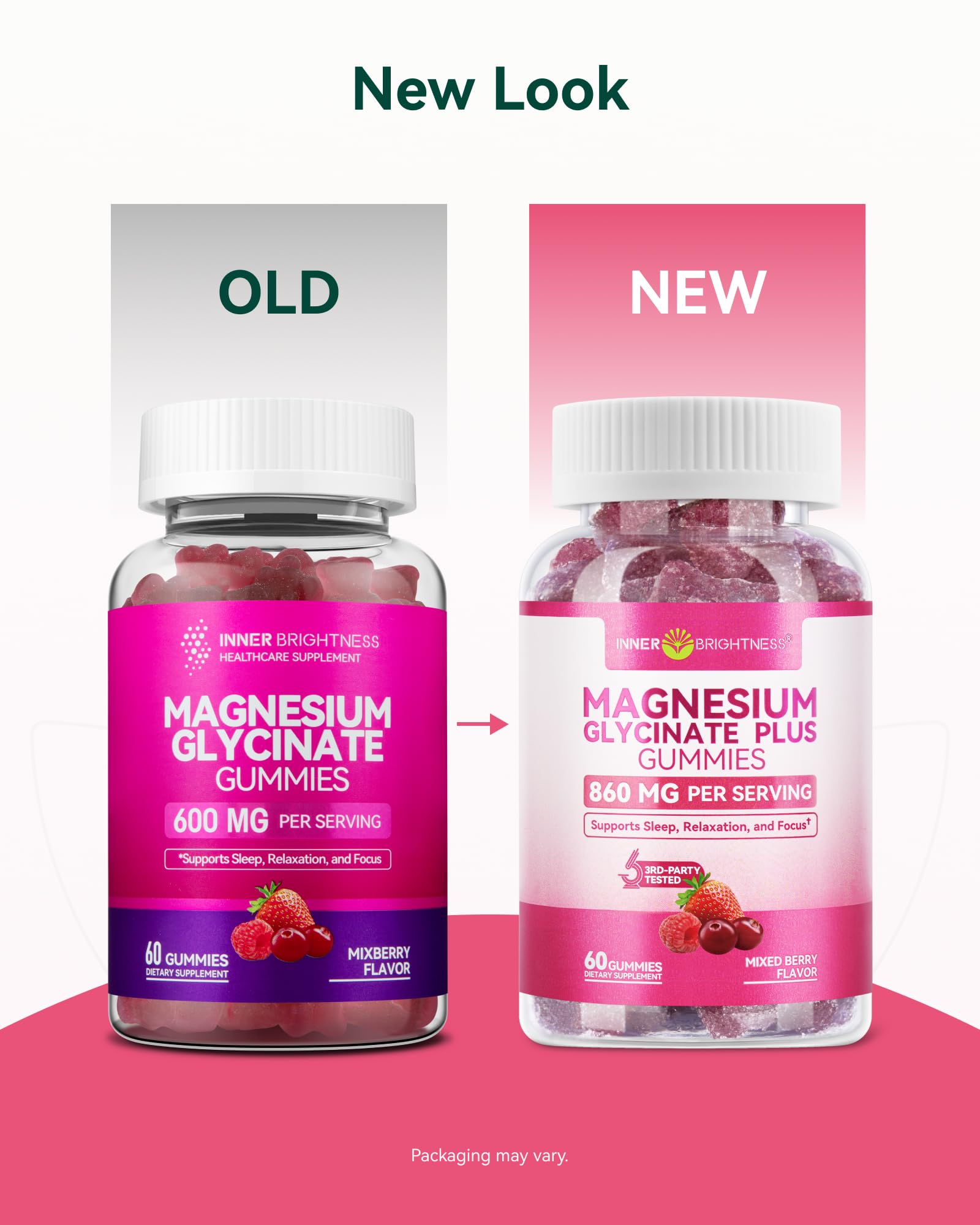 Mixed berry flavor image highlights tasty, sugar-free magnesium option from Inner Brightness.