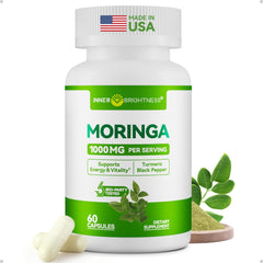 Inner Brightness Moringa bottle emphasizes daily energy and balance.