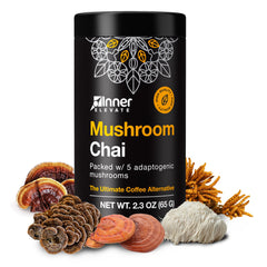 Inner Elevate Mushroom Chai bottle pour for clean energy and focus