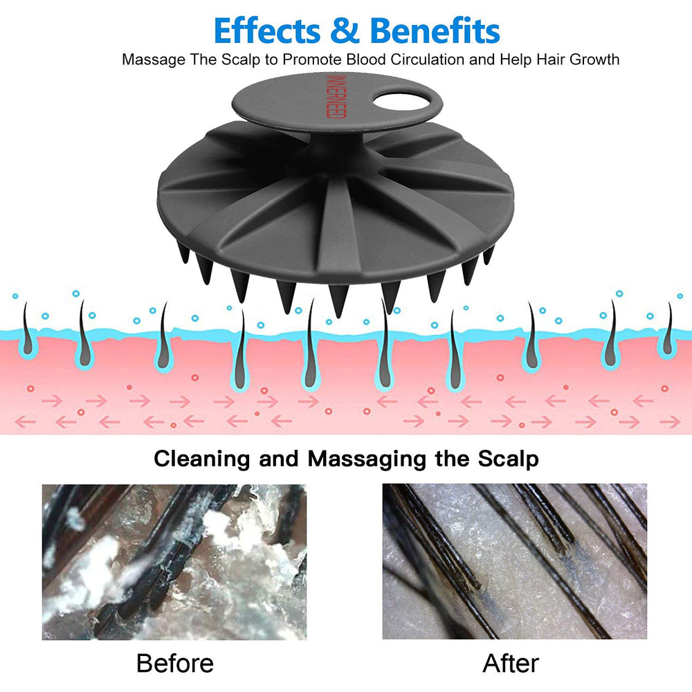 INNERNEED scalp massager brush for dry use relaxes muscles and eases tension.