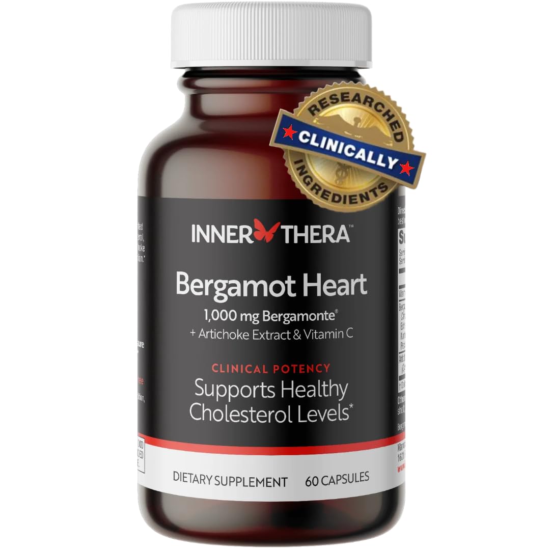 INNERTHERA Bergamot Heart bottle and label highlighting premium bergamot extract for heart support