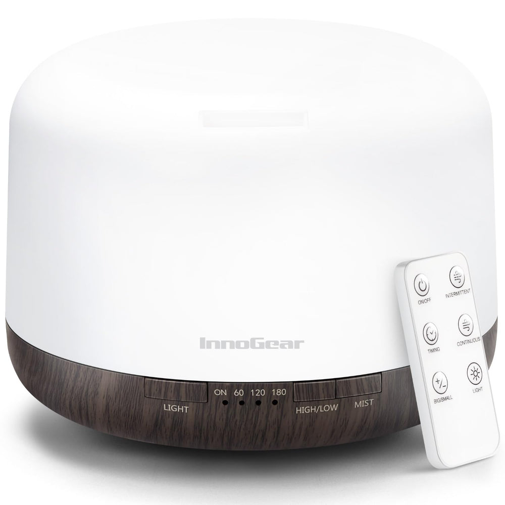 InnoGear 500ml diffuser front view releasing even mist for a refreshed room