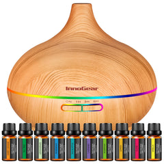 InnoGear aromatherapy diffuser front view shows sleek, compact design for any room.