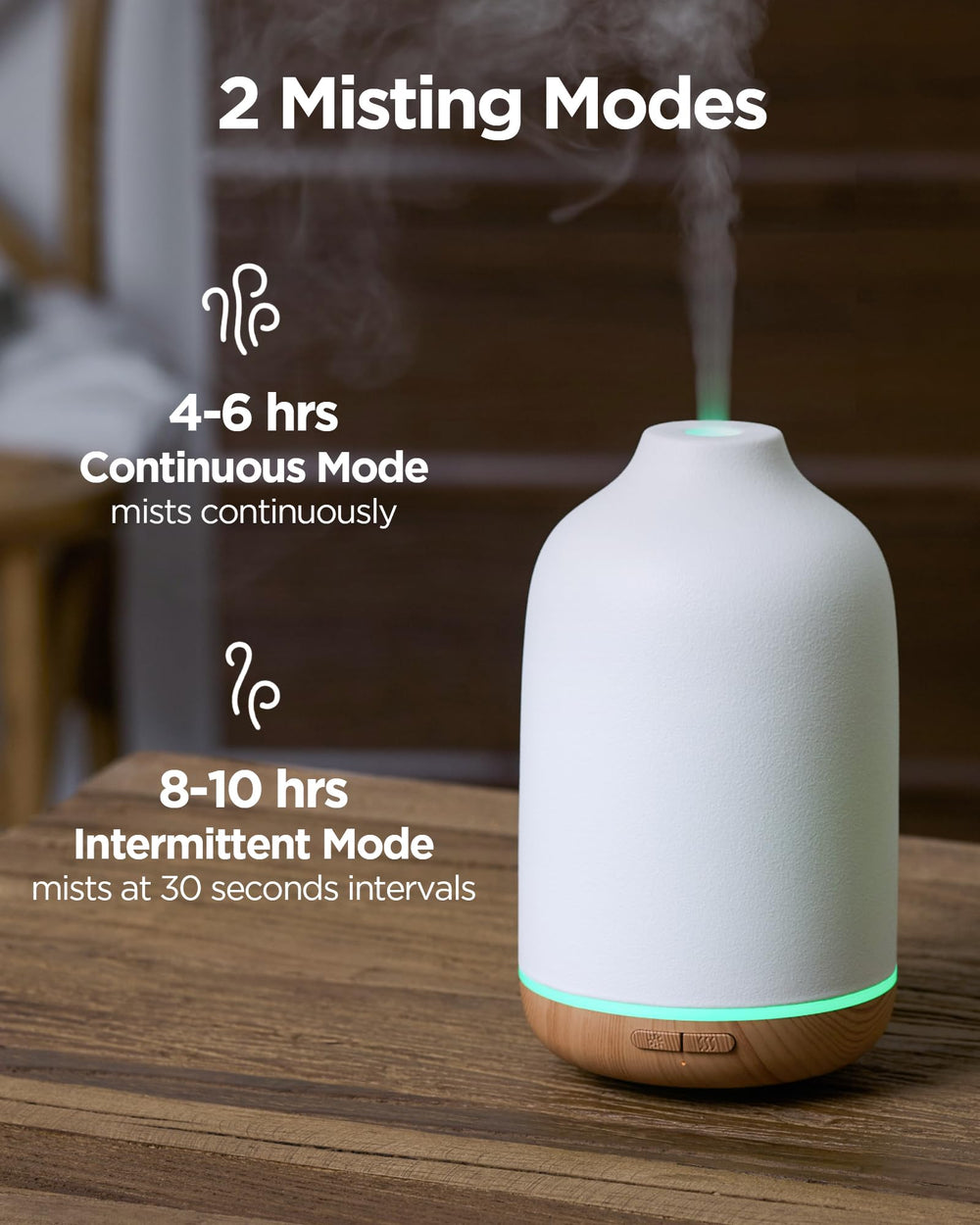 InnoGear ceramic diffuser water tank view demonstrates clean mist and safety features.