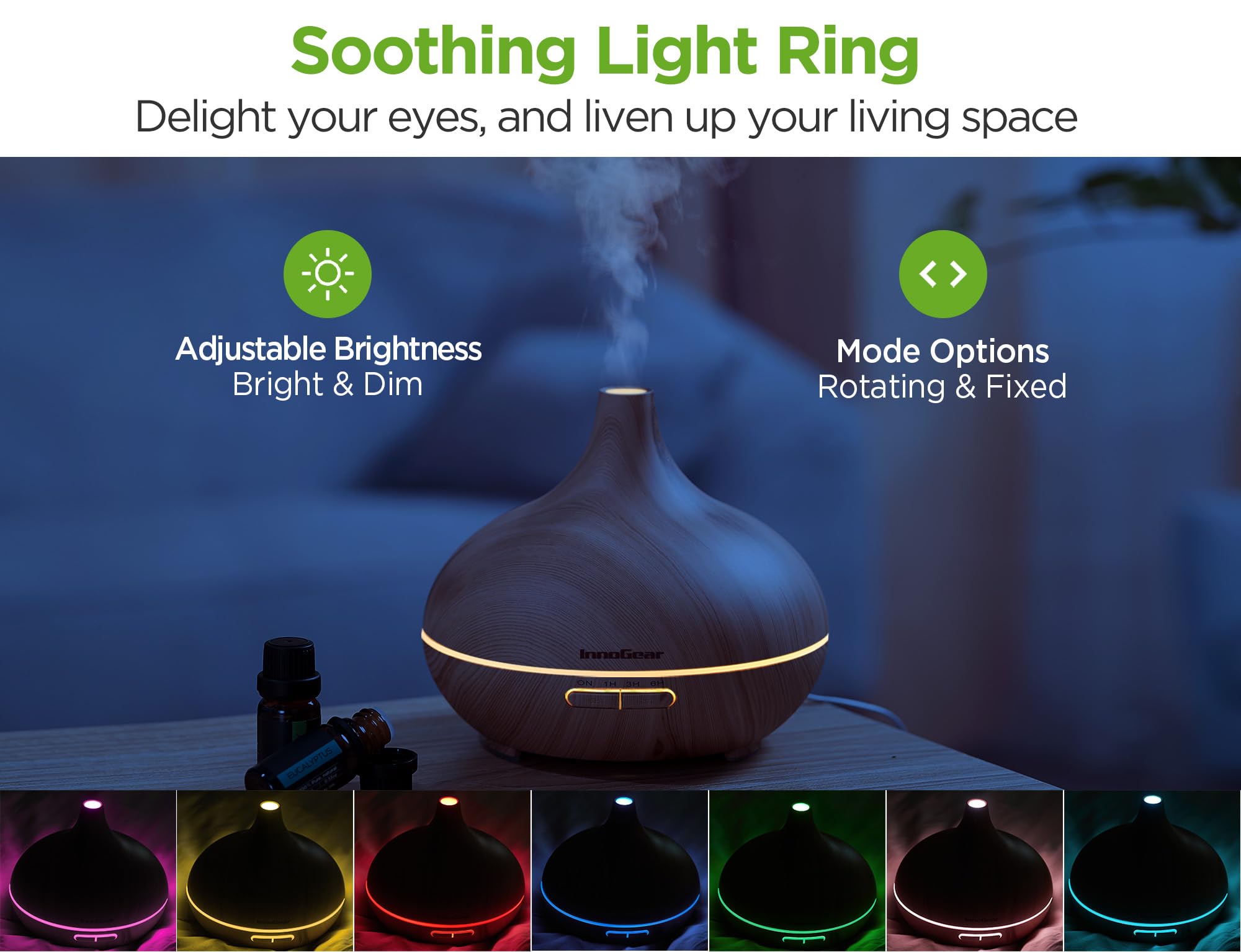 InnoGear diffuser LED light ring creates mood lighting without glare.