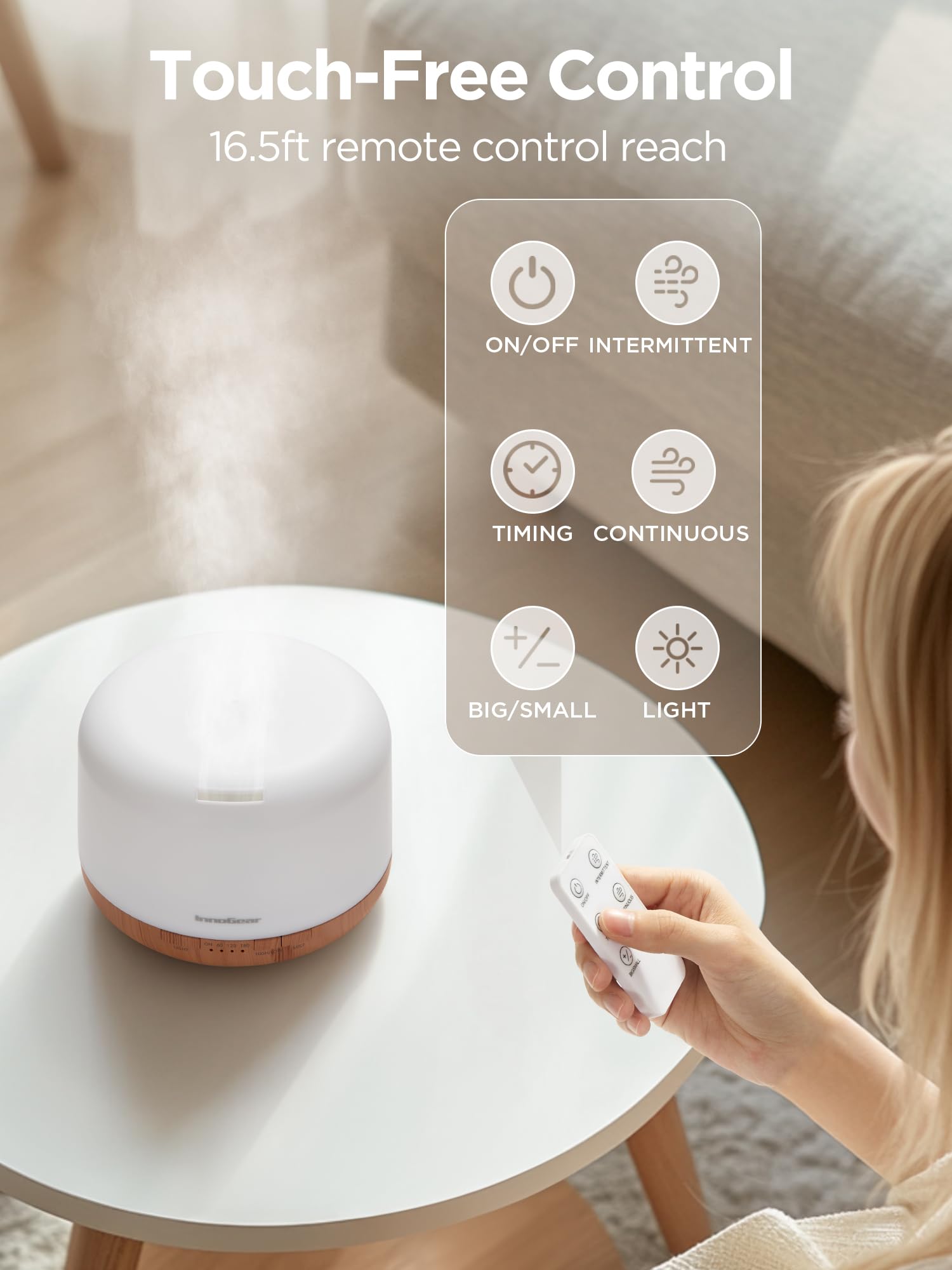 Upward mist flow distributes fragrance evenly without dampening furniture.