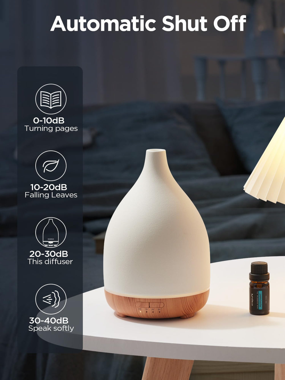 InnoGear diffuser quiet operation with inner lid reducing dripping.