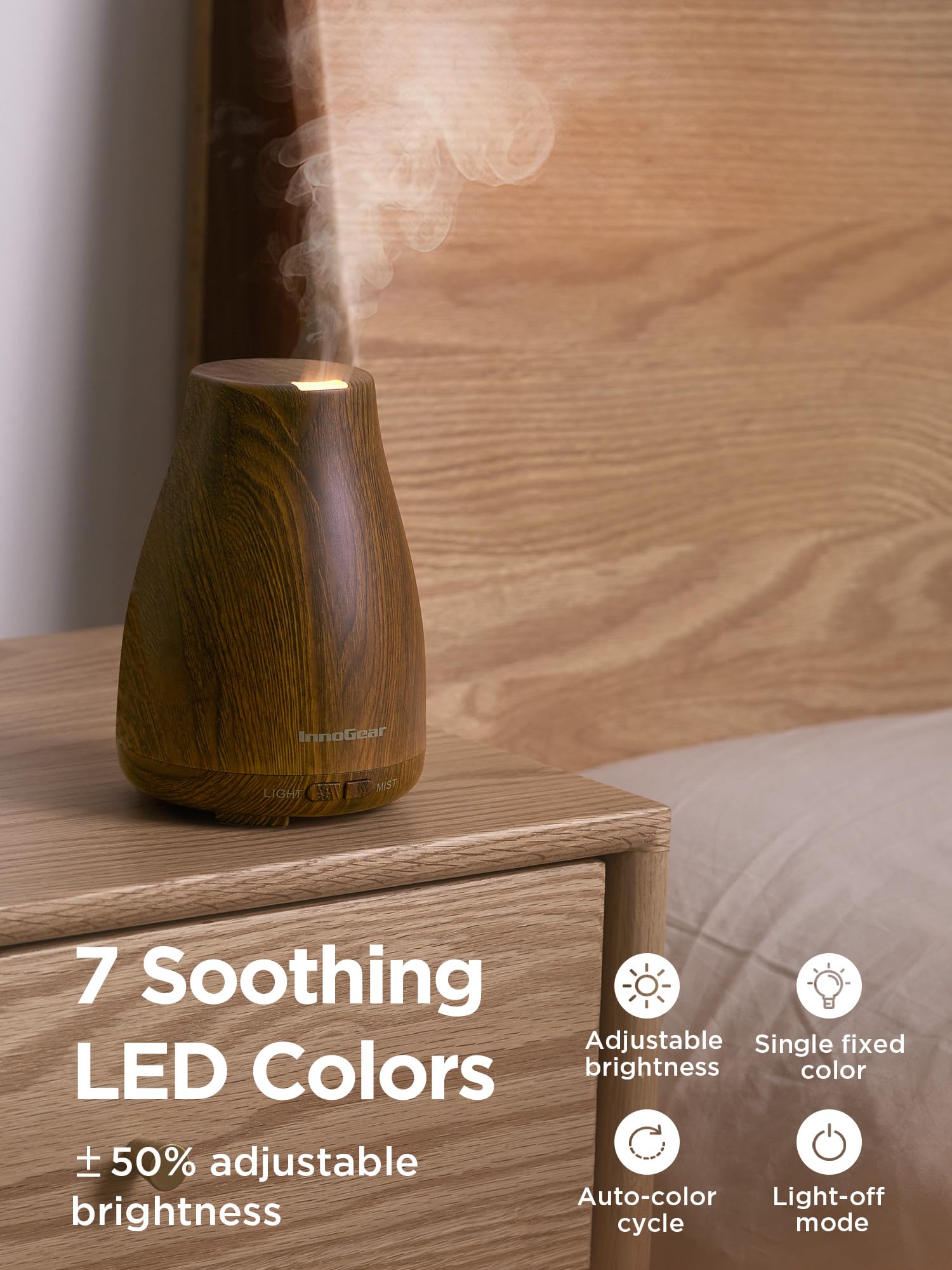 InnoGear bronze aroma diffuser suitable for 100-250 sq ft rooms