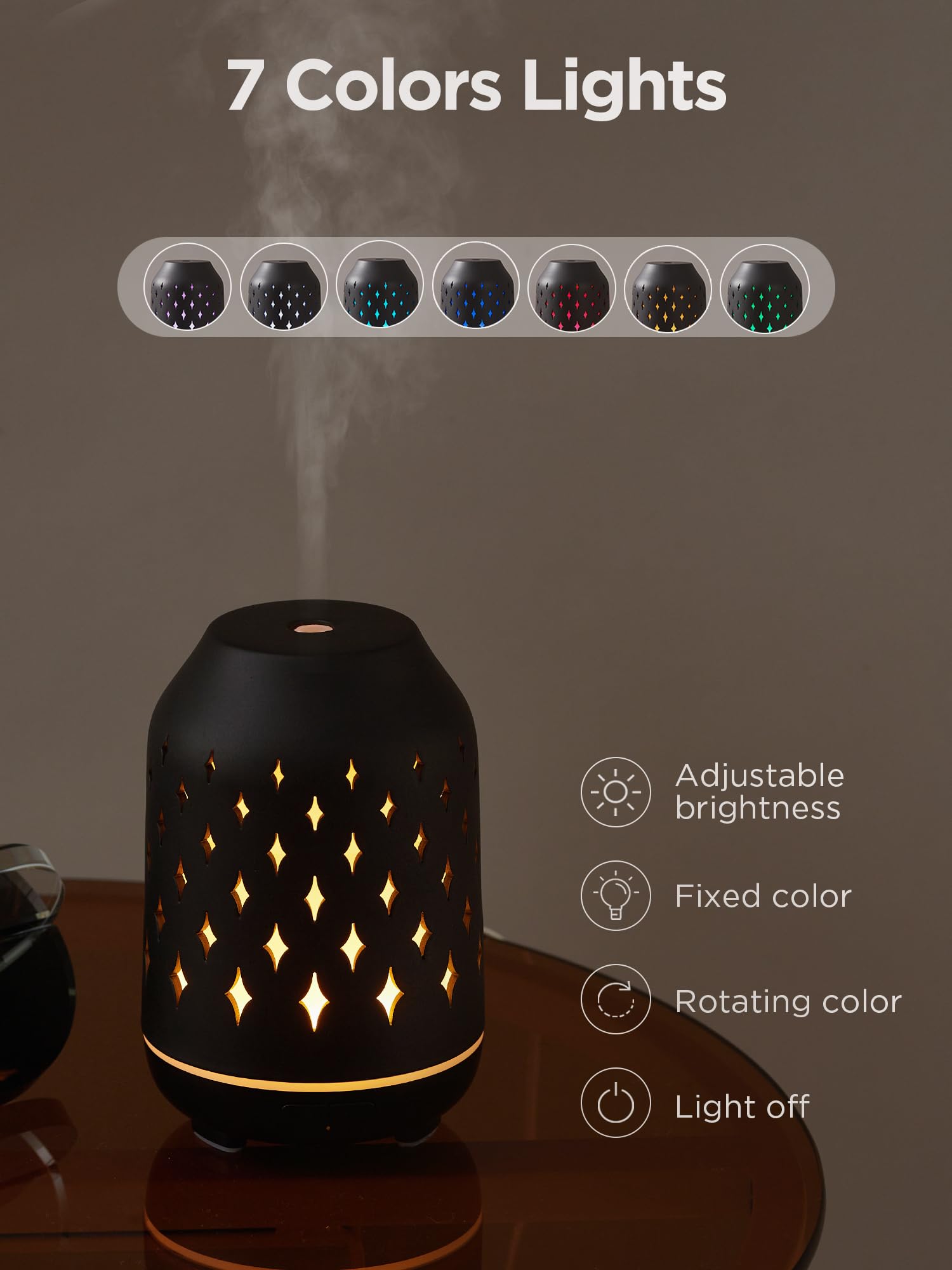 InnoGear stone diffuser with star engravings adds a decorative focal point.