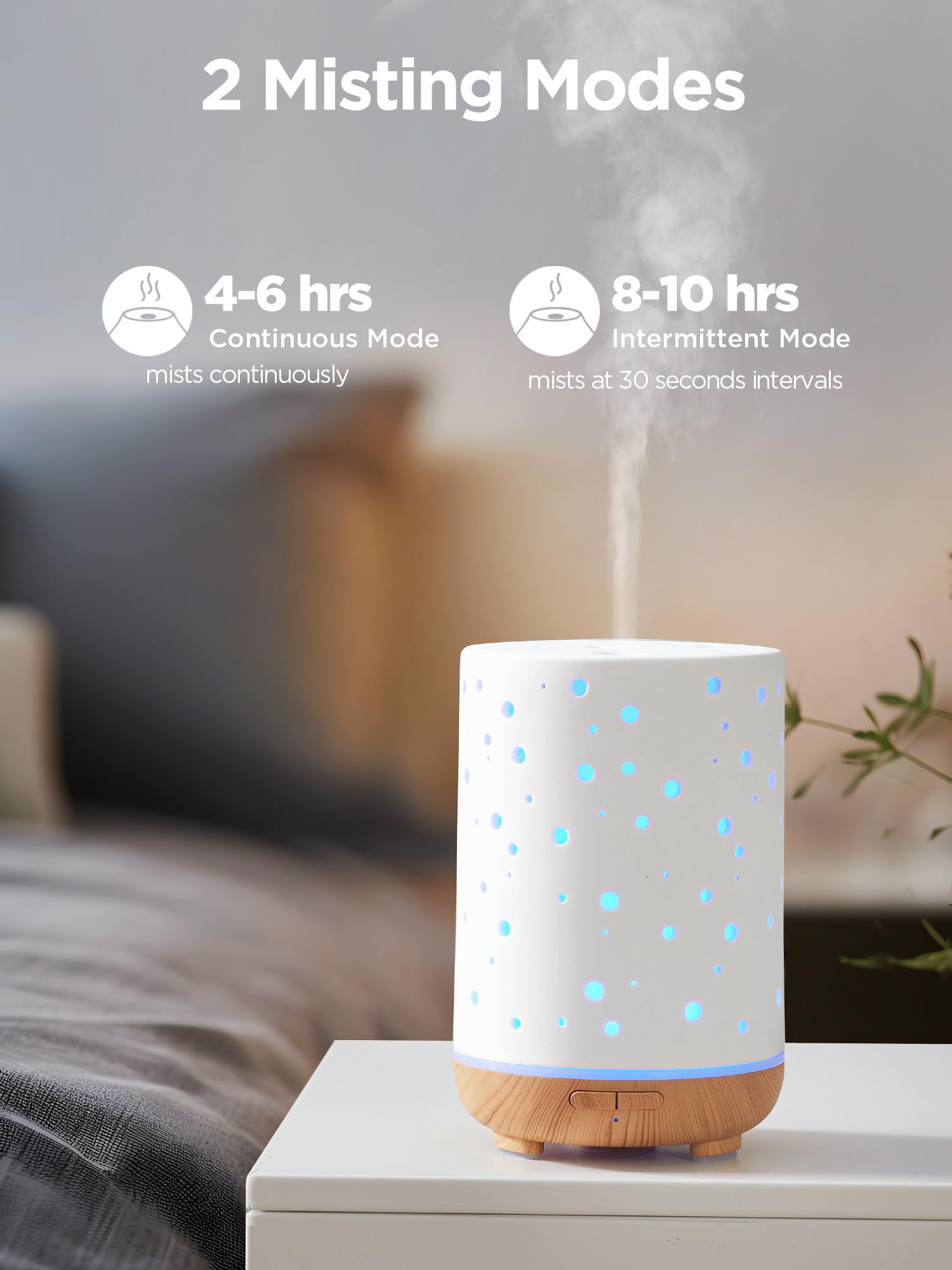 InnoGear diffuser shows two mist modes for flexible usage.