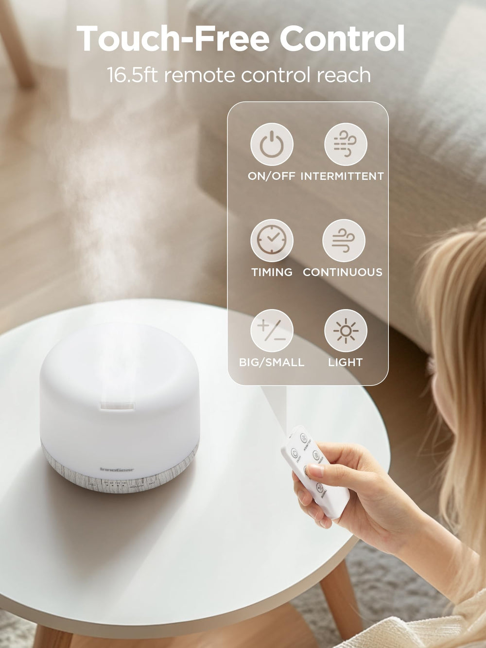 InnoGear upwards mist flow evenly humidifies air without touching surfaces