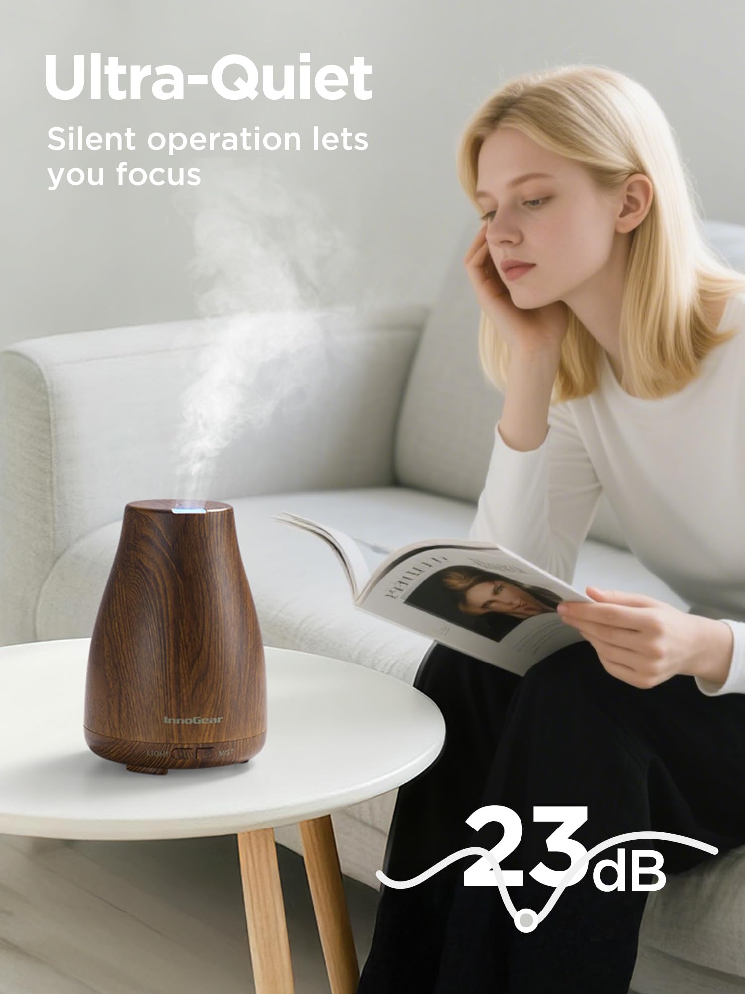 InnoGear diffuser showing waterless auto-off for safe use