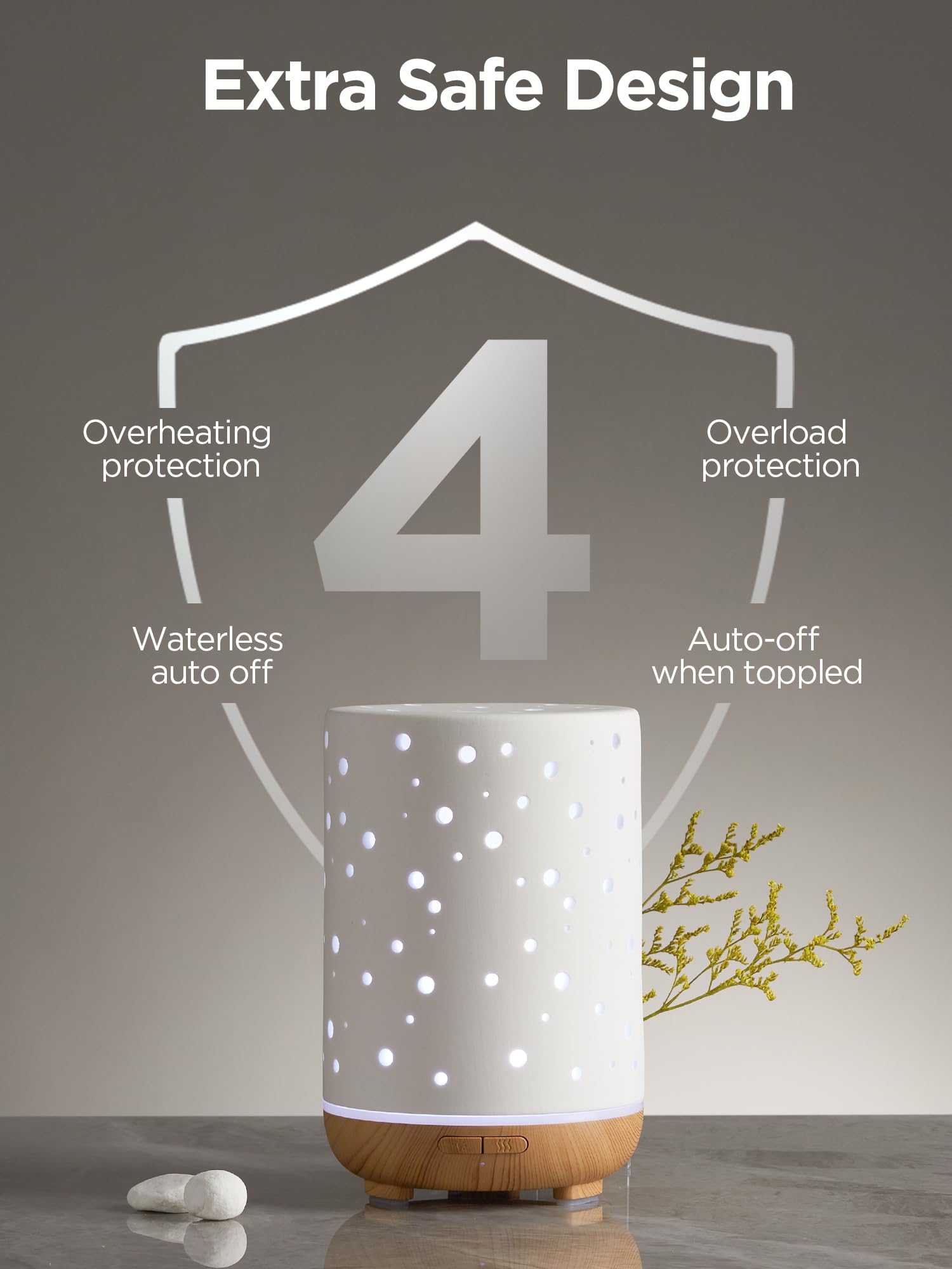 InnoGear diffuser with waterless auto-off supports safe use.