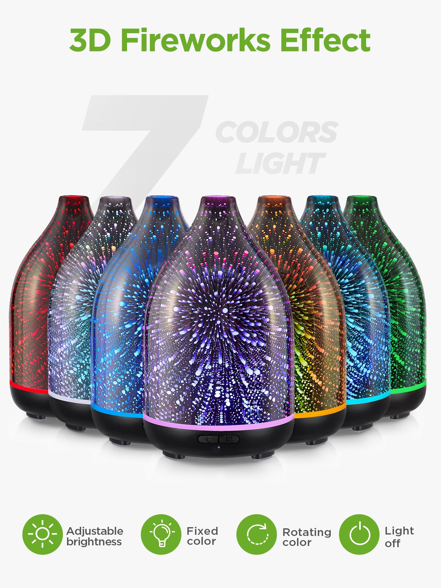 InnoGear diffuser with 3D glass cover and mood light adds subtle elegance