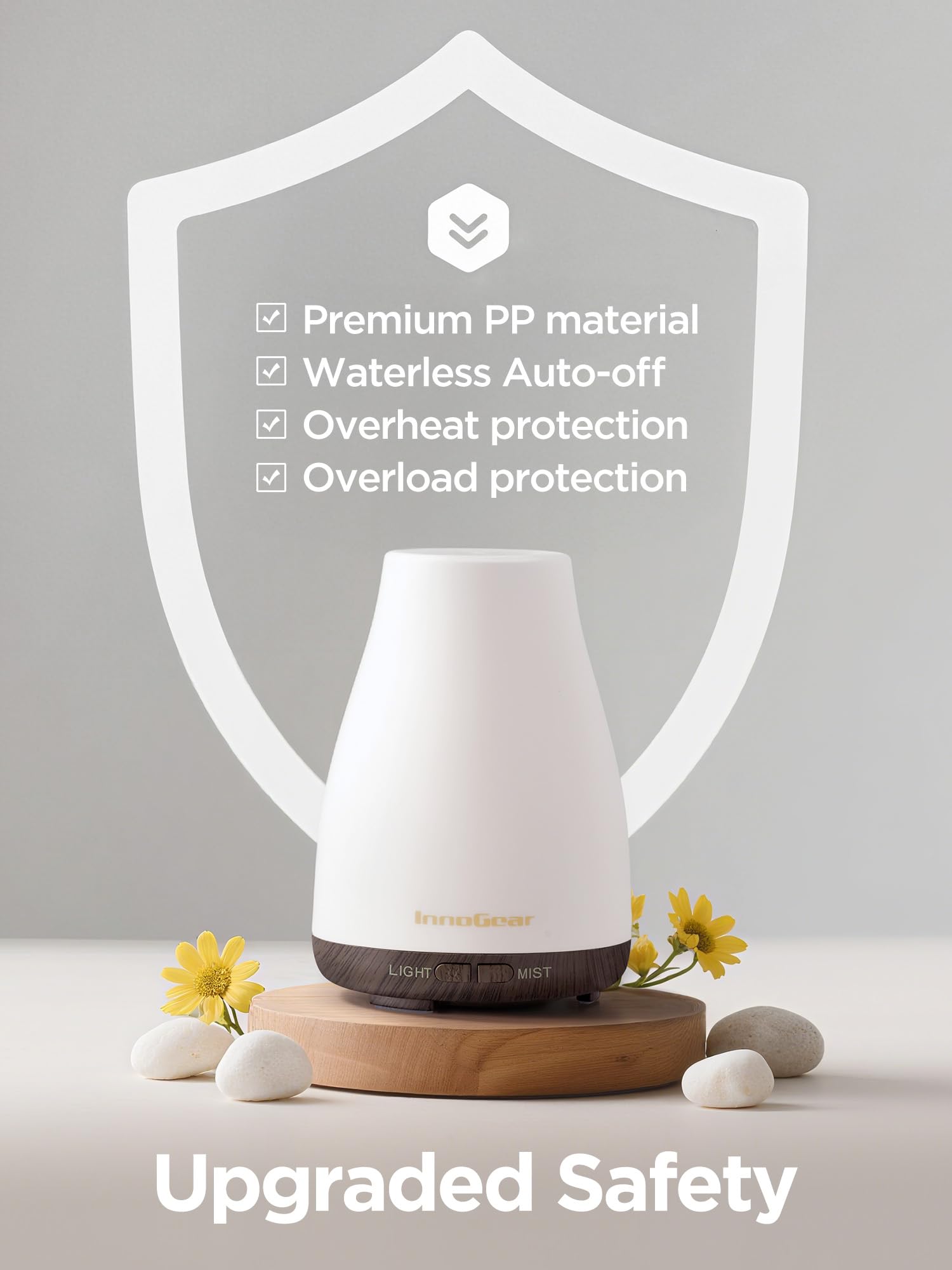 InnoGear compact-design diffuser fits shelves and desks for quick aromatherapy sessions.