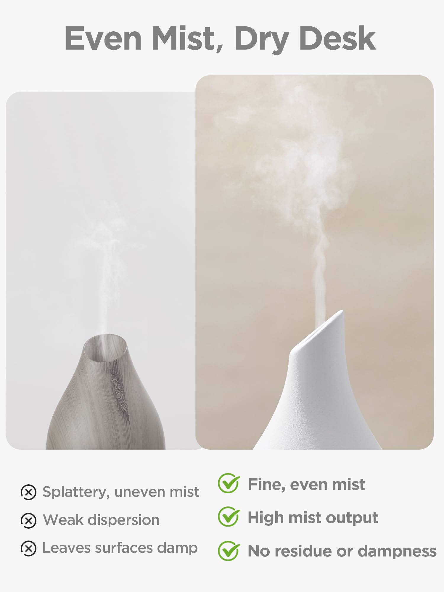 InnoGear diffuser white ceramic vase mist outlet close-up shows smooth diffusion.