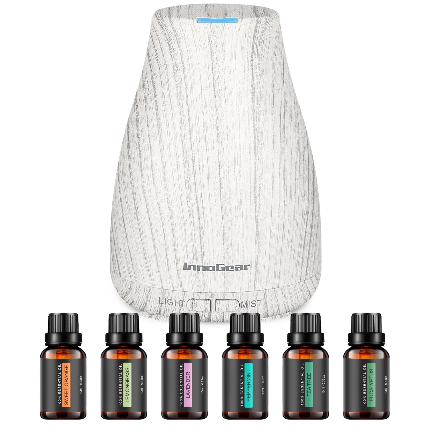 InnoGear Essential Oil Diffuser in grey wood grain for a calming ambiance