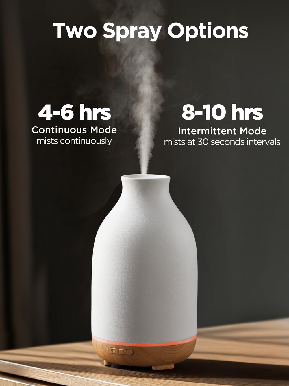 InnoGear diffuser intermittent mist 8-10h extends overnight comfort and fragrance.