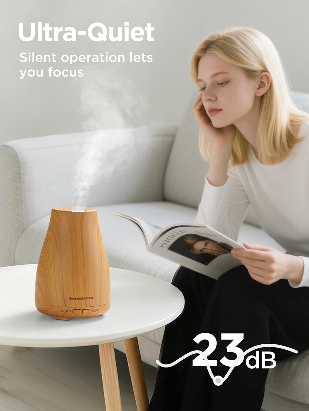 InnoGear diffuser continuous mist mode for steady aroma during use.