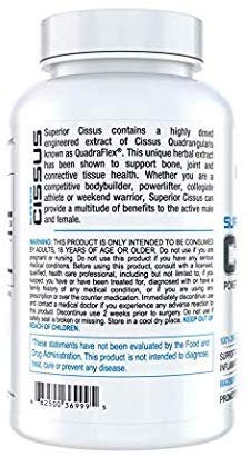 InnovaPharm Superior Cissus QuadraFlex capsules closeup highlighting high potency.