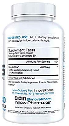 InnovaPharm Superior Cissus QuadraFlex packaging box emphasizes high-dose formula.