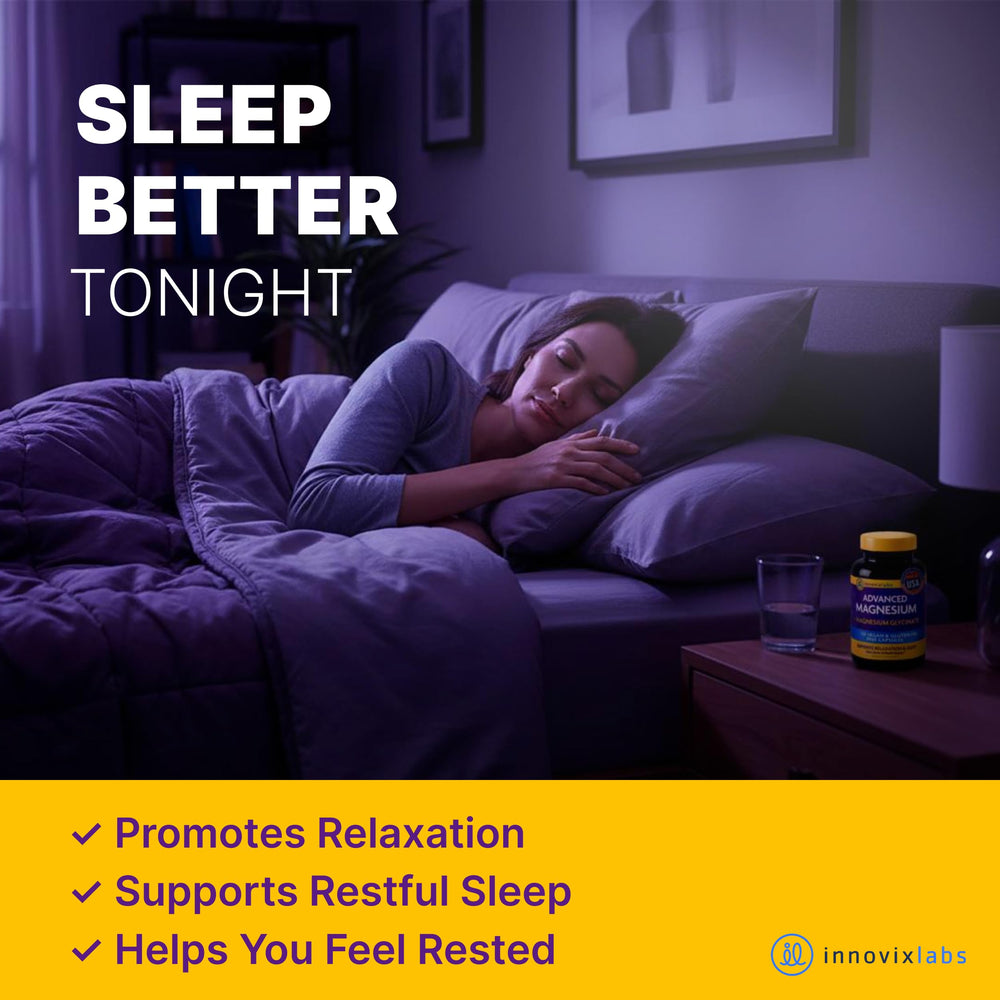 InnovixLabs Advanced Magnesium daily-use scene emphasizes soothing routine after workouts