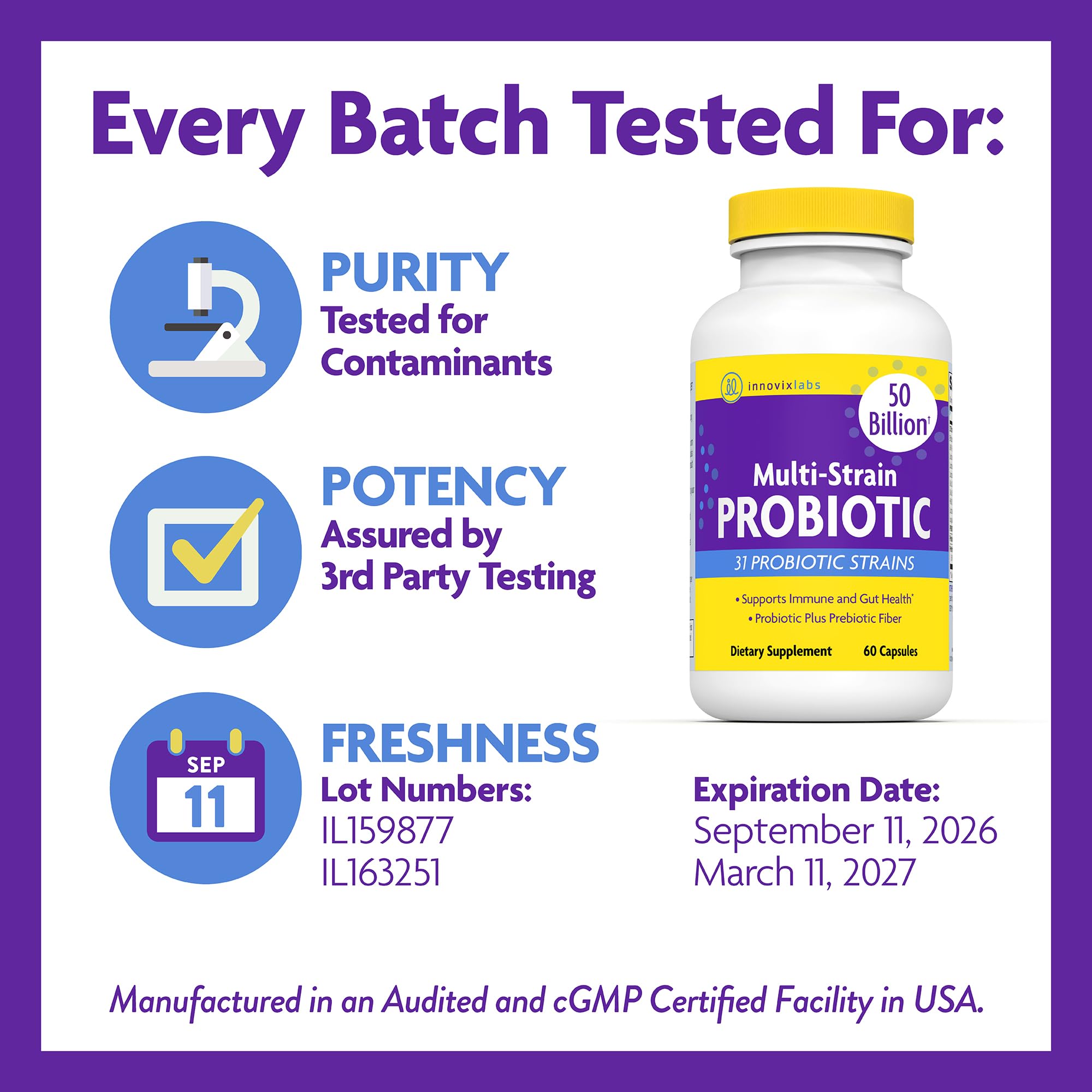 Allergen-friendly InnovixLabs probiotic suitable for sensitive diets.