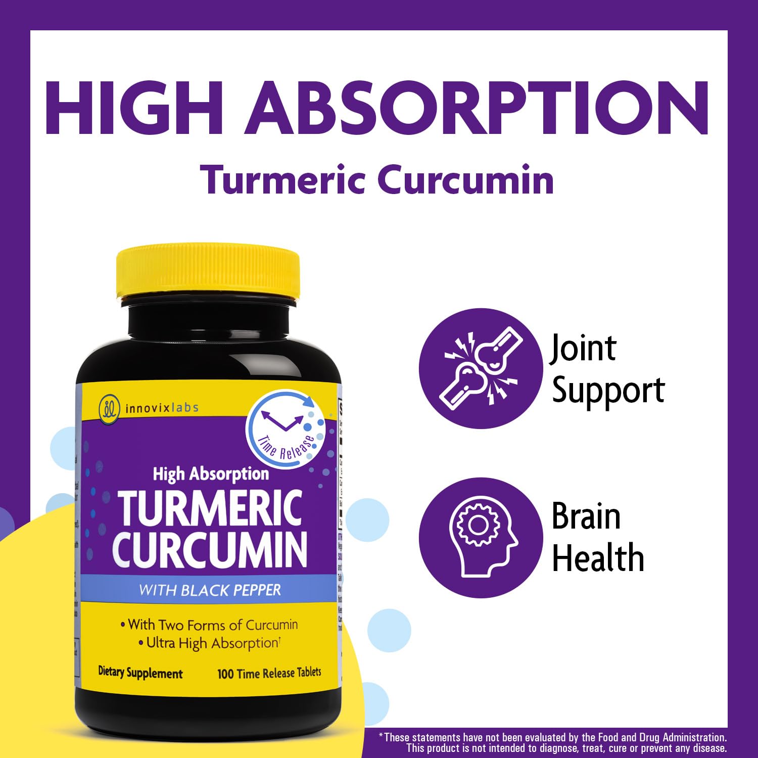 InnovixLabs turmeric with black pepper extract bottle highlighting BioPerine.