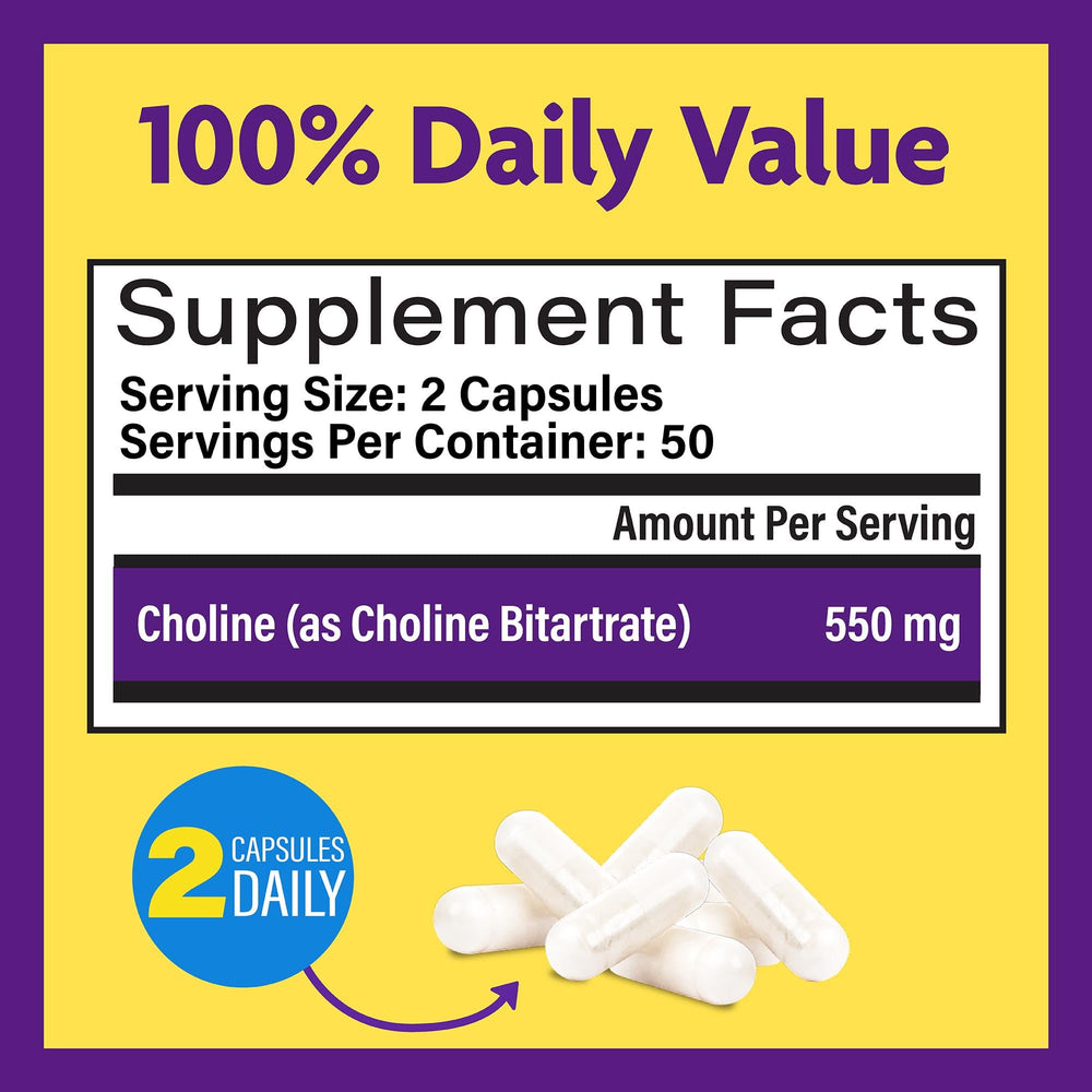 InnovixLabs Choline supplement label front with potency claim.