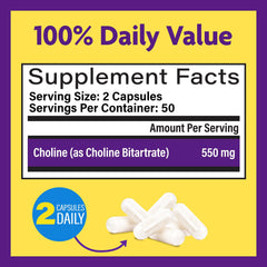 InnovixLabs Choline supplement label front with potency claim.