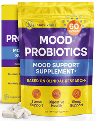 InnovixLabs Mood Probiotic bottle shown for daily digestive and mood support.